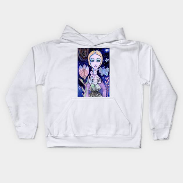 Midnight Garden Kids Hoodie by gaea